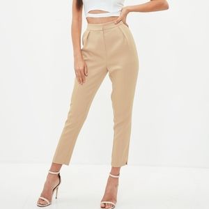 Missguided Nude Pleated Cigarette Trousers